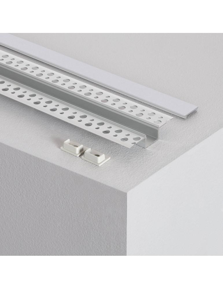 Profilé Aluminium pour Plâtre/Placo avec Capot Continu pour Ruban LED jusqu'à 15 mm