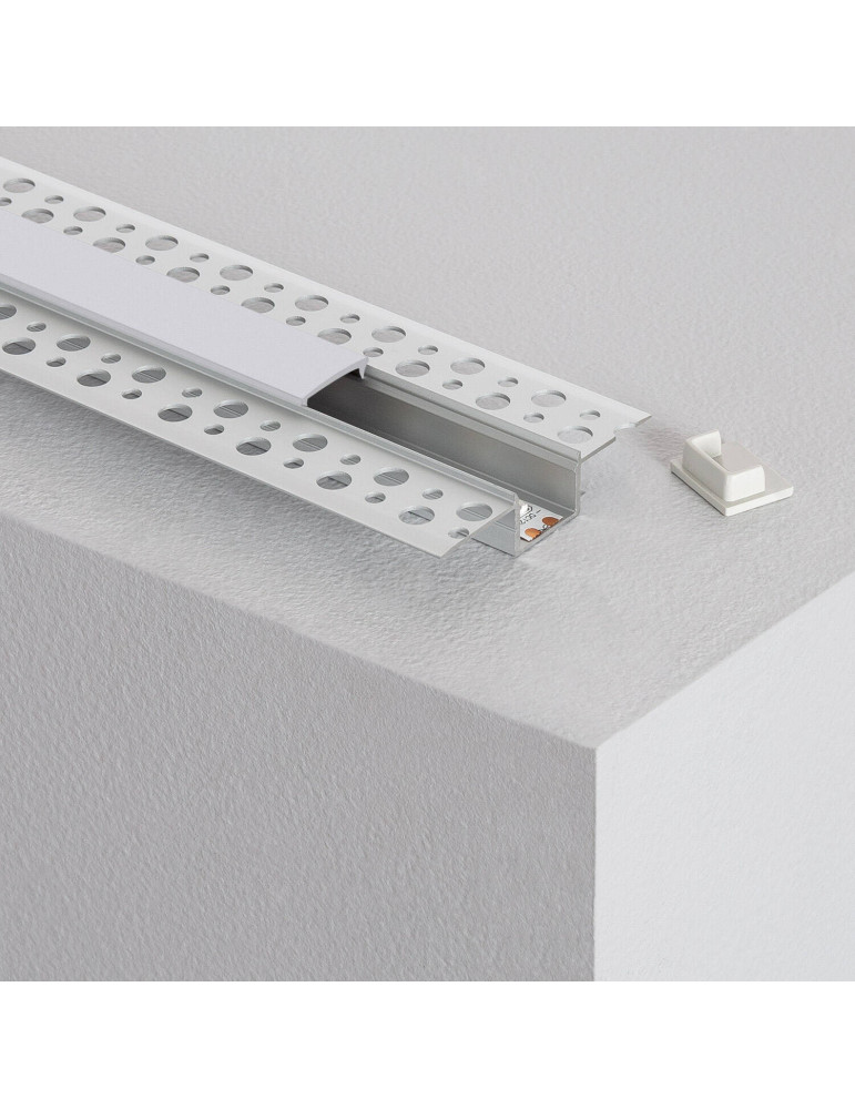 Profilé Aluminium pour Plâtre/Placo avec Capot Continu pour Ruban LED jusqu'à 15 mm