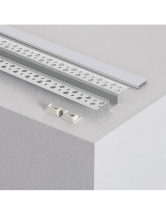 Profilé Aluminium pour Plâtre/Placo avec Capot Continu pour Ruban LED jusqu'à 15 mm