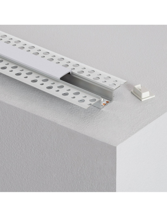 Profilé Aluminium pour Plâtre/Placo avec Capot Continu pour Ruban LED jusqu'à 15 mm