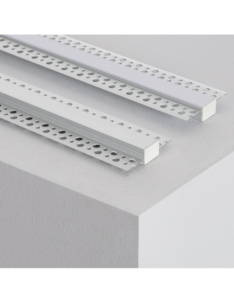Profilé Aluminium pour Plâtre/Placo avec Capot Continu pour Ruban LED jusqu'à 15 mm