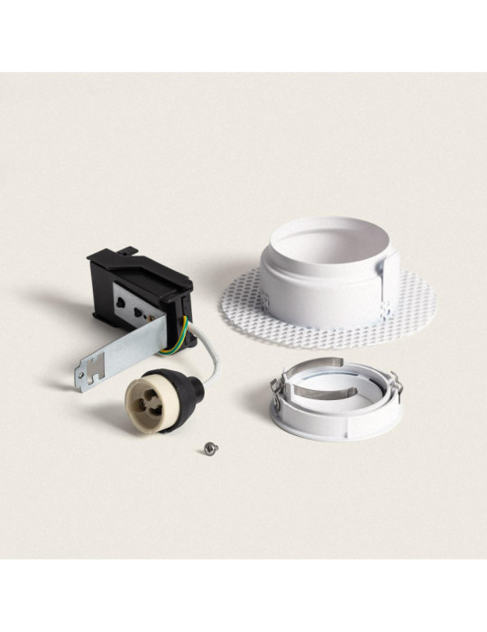 Collerette Downlight Intégration Plâtre/Placo Ronde pour Ampoule LED GU10 Coupe Ø80 mm Trimless