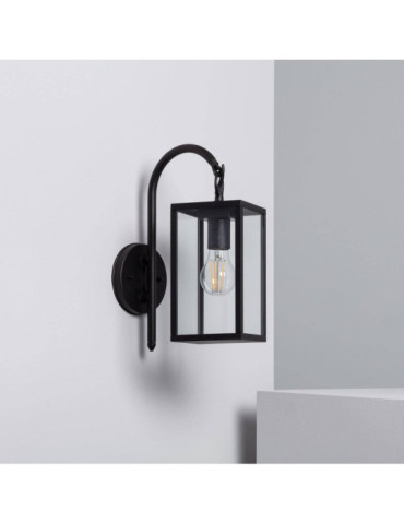 Lampe Murale Aluminium et Verre Support Supérieur Atrium Noire