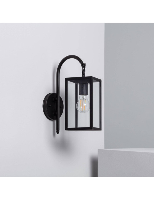 Lampe Murale Aluminium et Verre Support Supérieur Atrium Noire Lampe Murale Aluminium et Verre Support Supérieur Atrium Noire