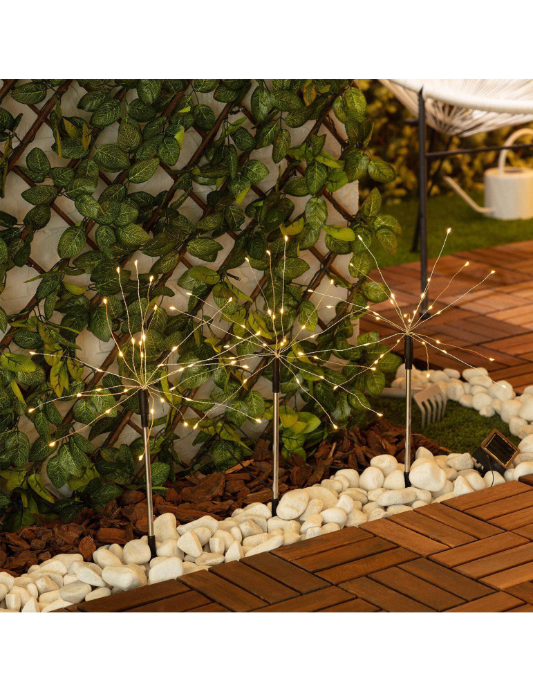 Set de 3 Piquets LED Extérieur Solaire Pissenlits