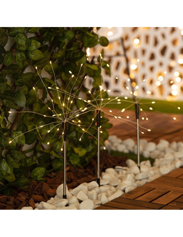 Set de 3 Piquets LED Extérieur Solaire Pissenlits