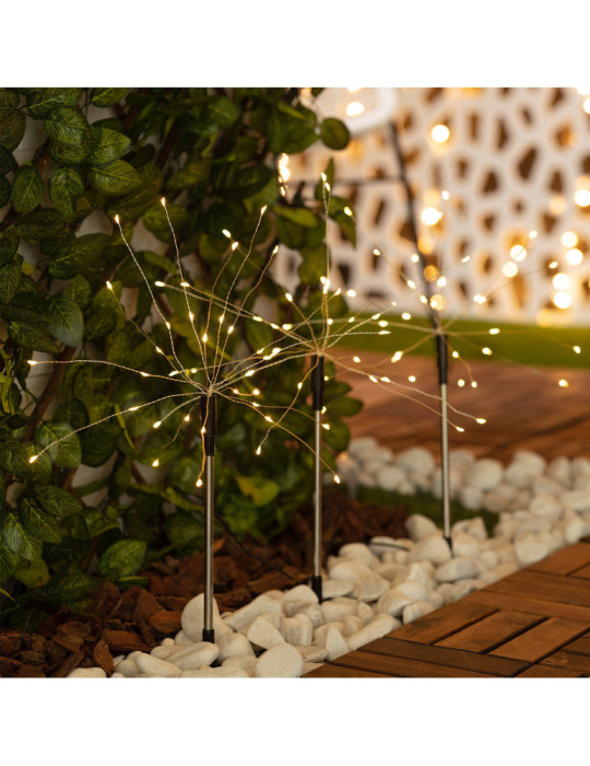 Set de 3 Piquets LED Extérieur Solaire Pissenlits