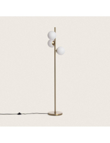 Lampadaire Métal et Verre Moonlight Brass Round 3 Spots