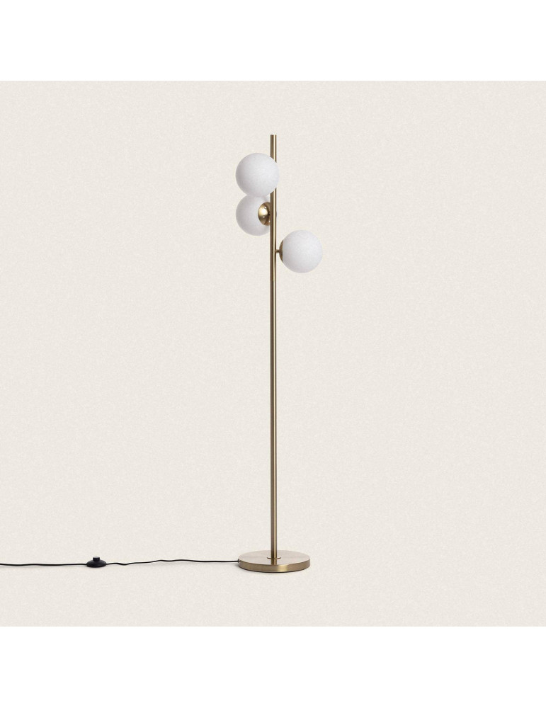 Lampadaire Métal et Verre Moonlight Brass Round 3 Spots