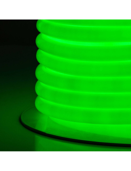 Bobine Néon LED Flexible 360º Rond Dimmable 220V AC 120LED/m IP67 Verte 50 Mètres sur Mesure Coupe Tous les 100cm