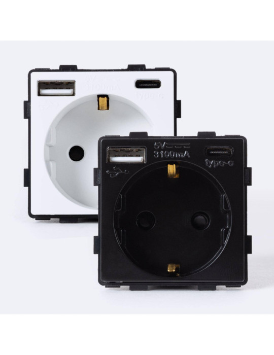 Prise avec USB Schuko Type F Modern