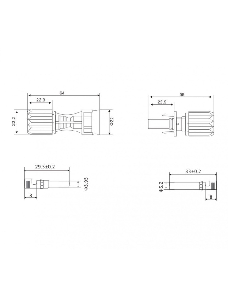 Connecteur MultiContact MC4 1/1 IP68 pour Câble de 8-10mm²