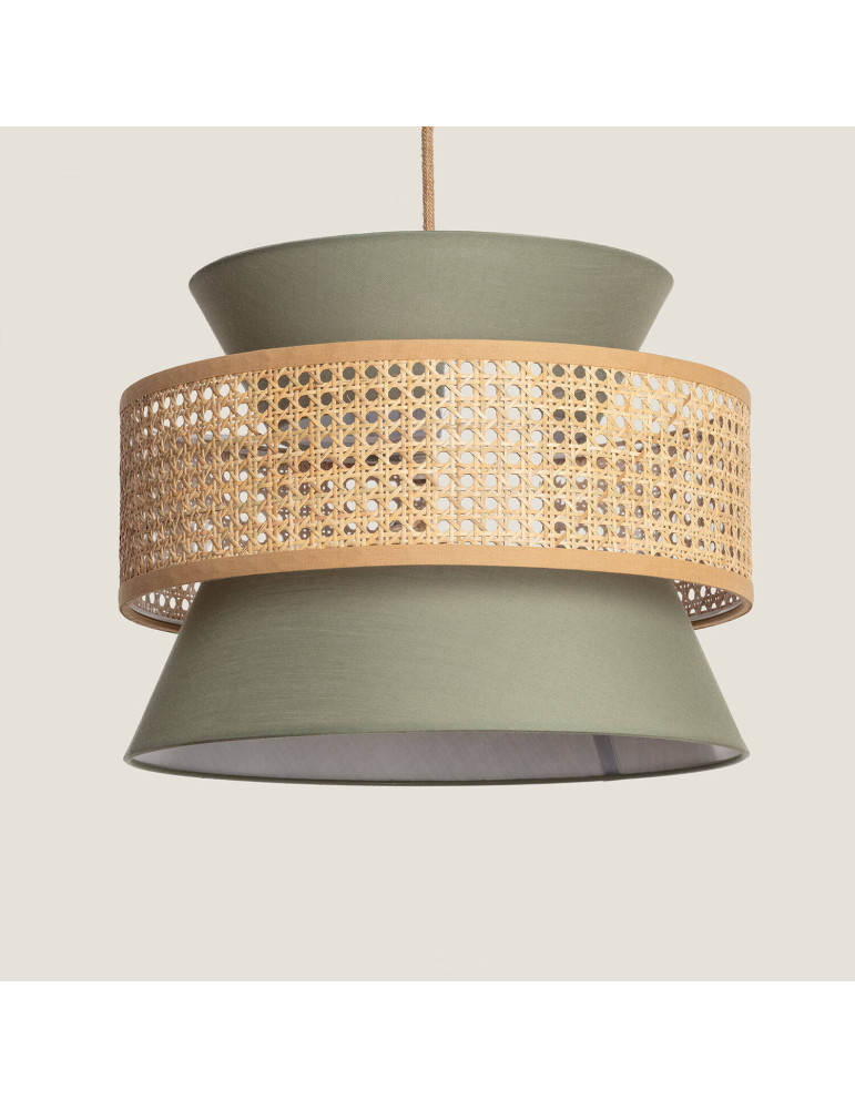 Suspension Rotin et Tissu Chulu