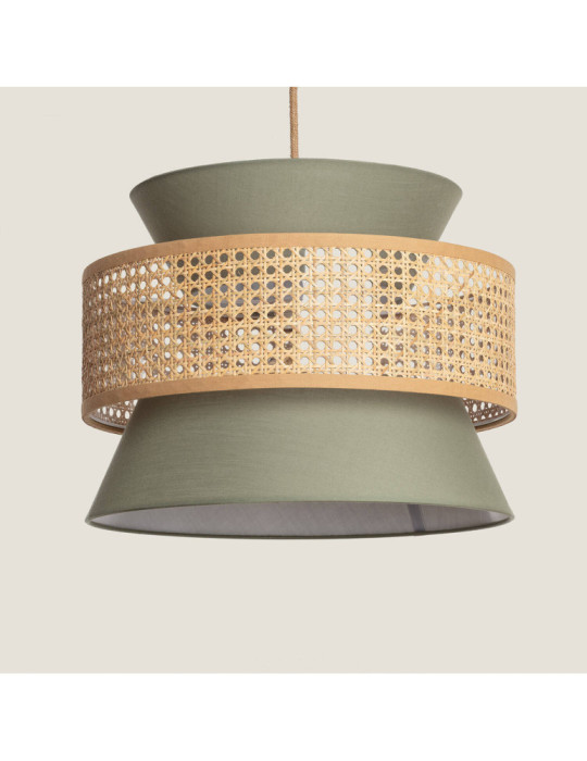 Suspension Rotin et Tissu Chulu