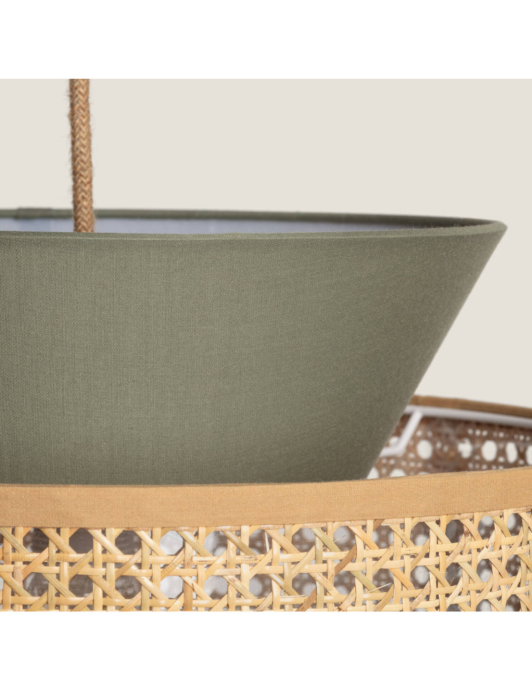 Suspension Rotin et Tissu Chulu