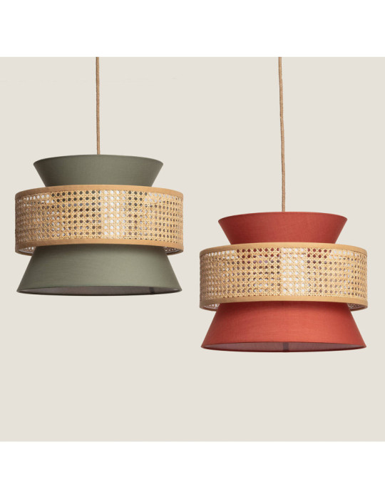 Suspension Rotin et Tissu Chulu