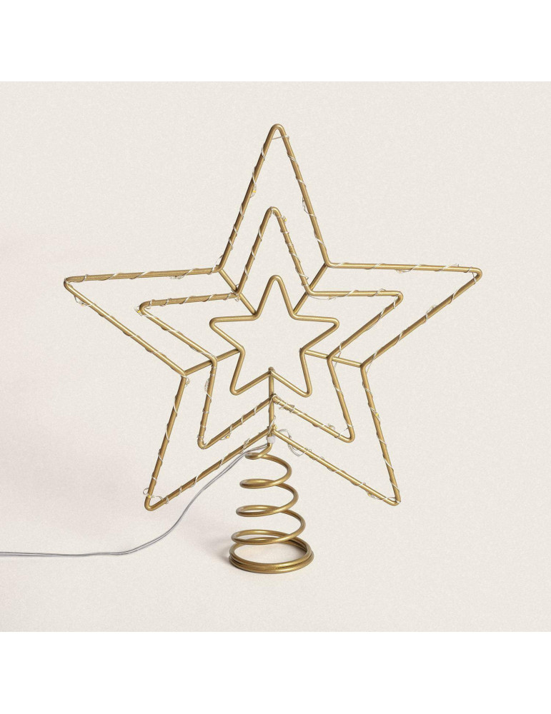 Étoile LED Métal pour Sapin de Noël à Piles Jaione
