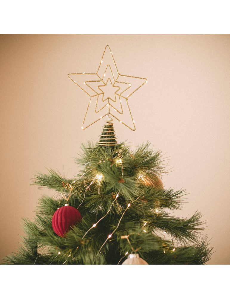 Étoile LED Métal pour Sapin de Noël à Piles Jaione