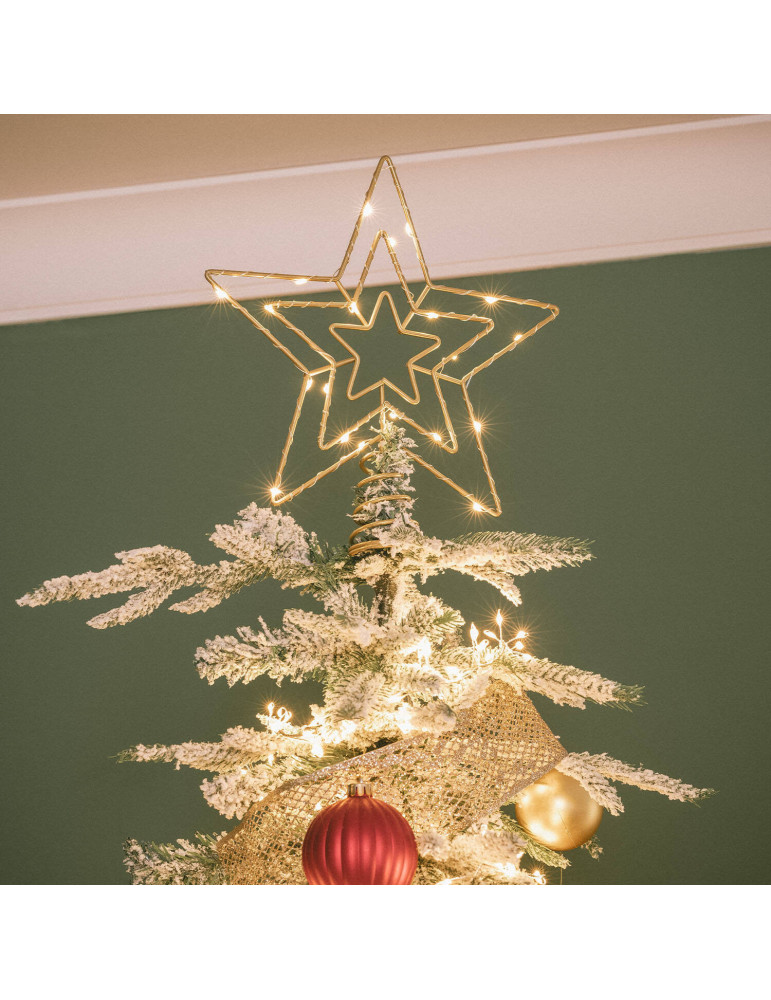 Étoile LED Métal pour Sapin de Noël à Piles Jaione