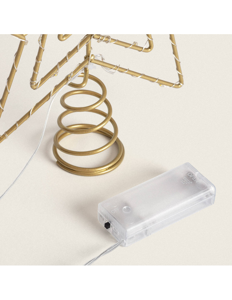 Étoile LED Métal pour Sapin de Noël à Piles Jaione