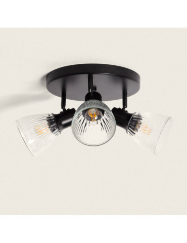 Plafonnier Métal et Verre Aron 3 Spots