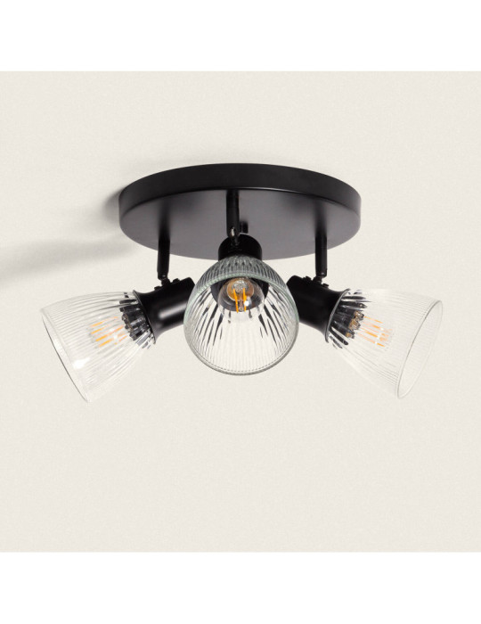 Plafonnier Métal et Verre Aron 3 Spots