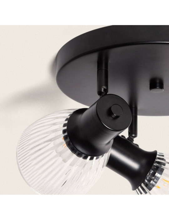 Plafonnier Métal et Verre Aron 3 Spots