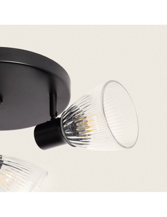 Plafonnier Métal et Verre Aron 3 Spots