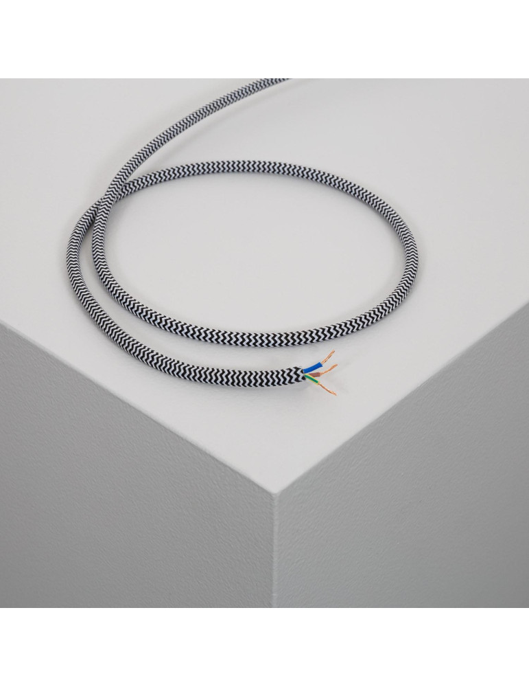 Câble Électrique Textile Blanc & Noir