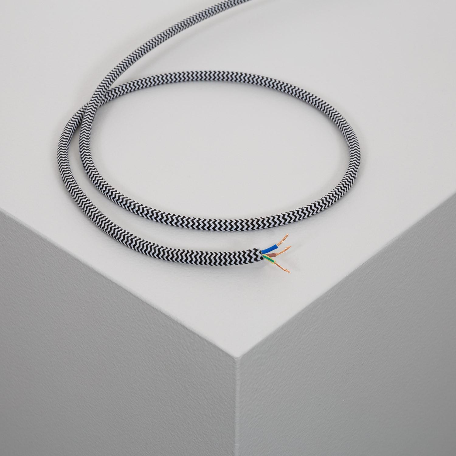 Câble Électrique Textile Blanc & Noir 4m
