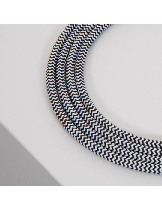 Câble Électrique Textile Blanc & Noir