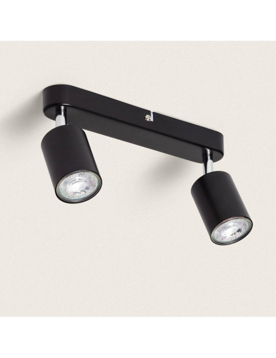 Plafonnier Orientable Métal 2 Spots Albus Black Large Plafonnier Orientable Métal 2 Spots Albus Black Large