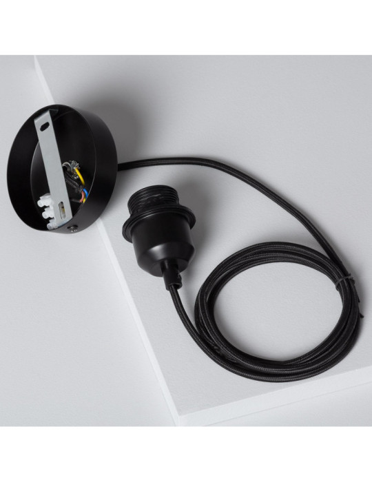 Support à Douille pour Suspension avec Câble Textile Noir