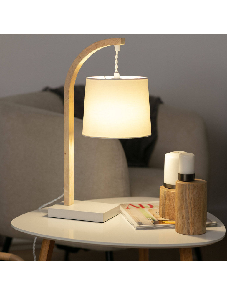 Lampe à Poser Bois et Textile Haakon