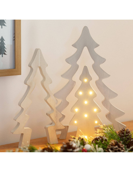 Sapin de Noël LED Bois avec Batterie Kolm