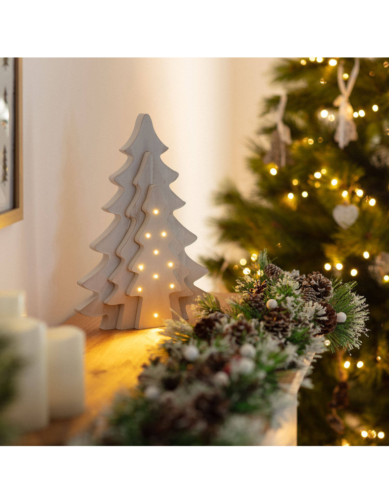 Sapin de Noël LED Bois avec Batterie Kolm