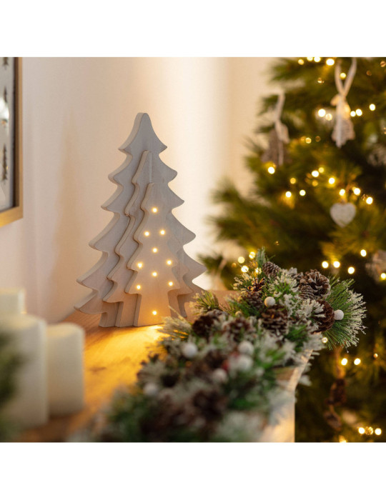 Sapin de Noël LED Bois avec Batterie Kolm