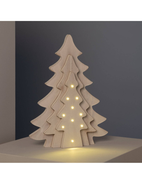 Sapin de Noël LED Bois avec Batterie Kolm