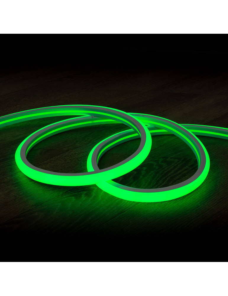 Bobine Gaine Néon LED Flexible Dimmable 7.5W/m 220V AC 120 LED/m 50m Semi-circulaire 180° Verte IP67 Coupe Tous les 100cm