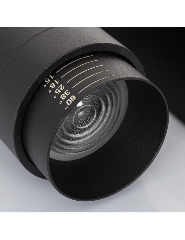 Spot LED sur Rail Triphasé 30W Dimmable Wolf Multiangle 15-60º Noir