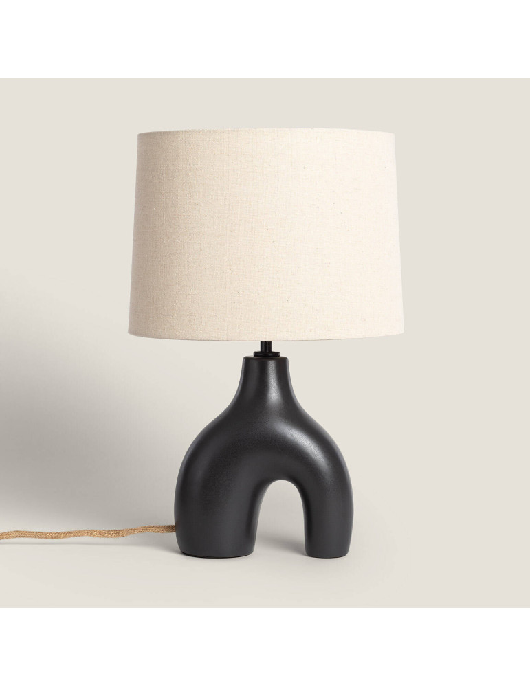 Lampe à Poser Céramique et Lin Ginger