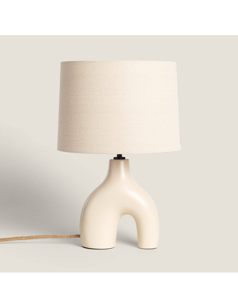 Lampe à Poser Céramique et Lin Ginger
