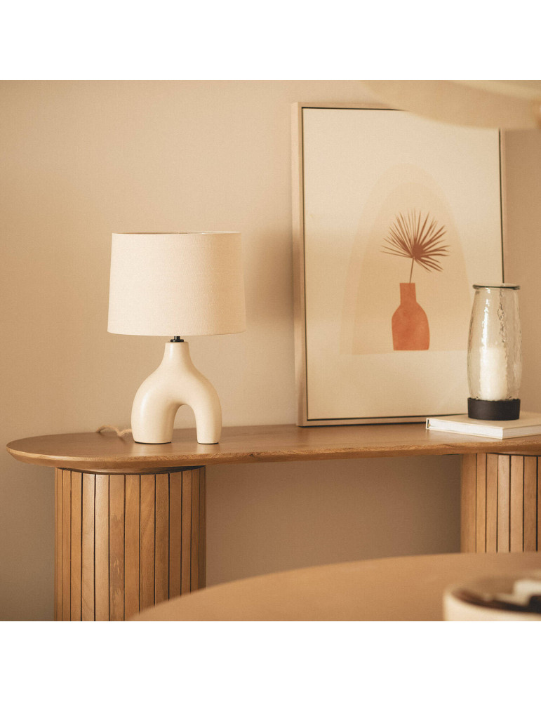 Lampe à Poser Céramique et Lin Ginger