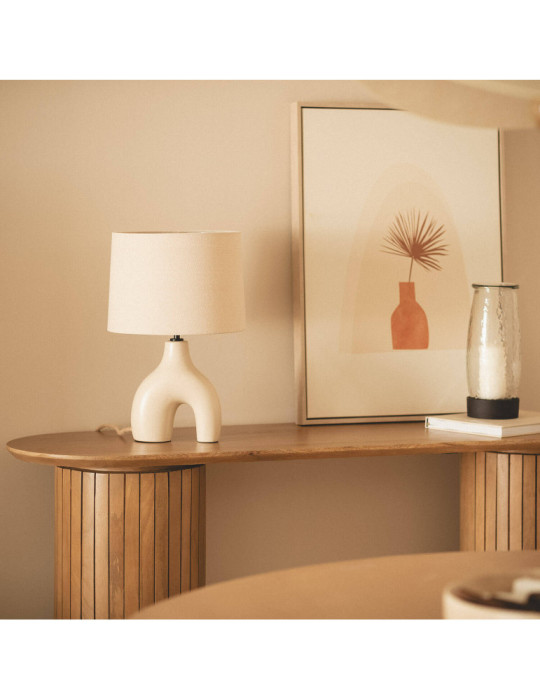 Lampe à Poser Céramique et Lin Ginger