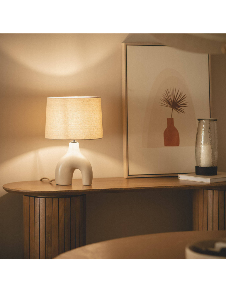 Lampe à Poser Céramique et Lin Ginger