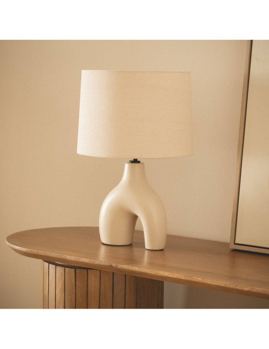 Lampe à Poser Céramique et Lin Ginger