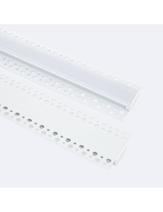 Profilé Aluminium Intégration Plâtre/Placo avec Capot Continu pour Ruban LED jusqu'à 20 mm