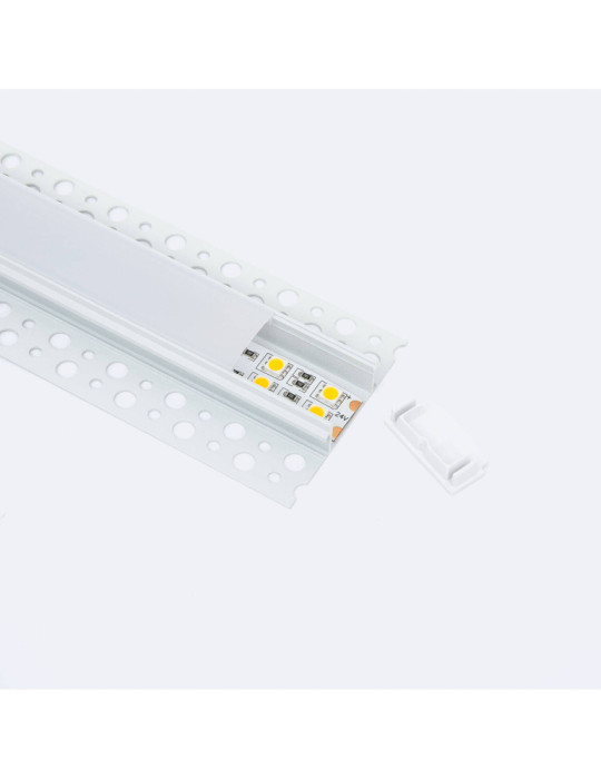 Profilé Aluminium Intégration Plâtre/Placo avec Capot Continu pour Ruban LED jusqu'à 20 mm