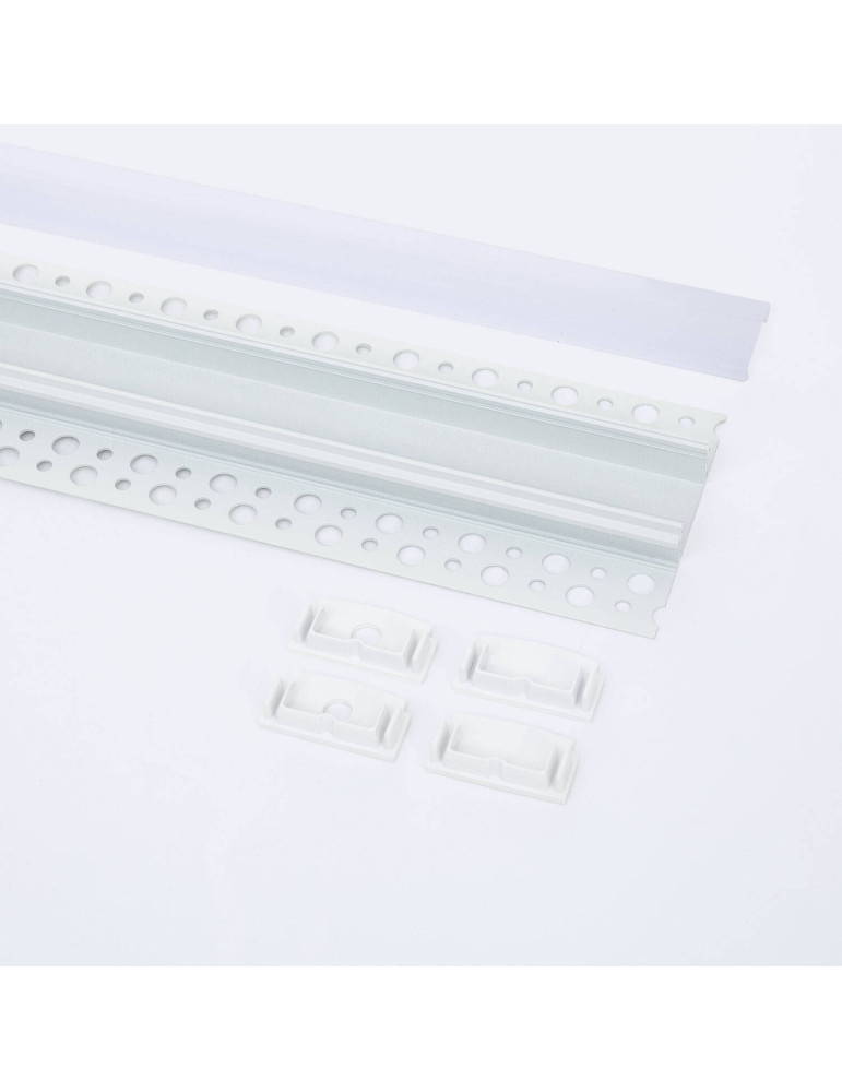 Profilé Aluminium Intégration Plâtre/Placo avec Capot Continu pour Ruban LED jusqu'à 20 mm