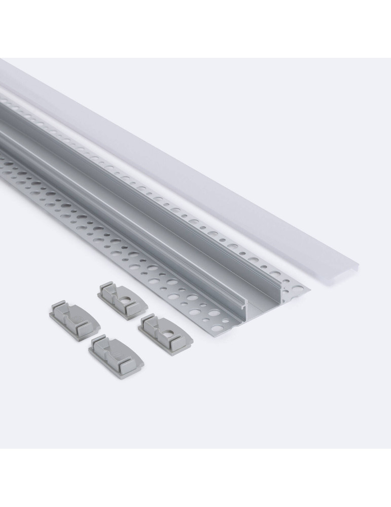 Profilé Aluminium Intégration Plâtre/Placo avec Capot Continu pour Ruban LED jusqu'à 20 mm